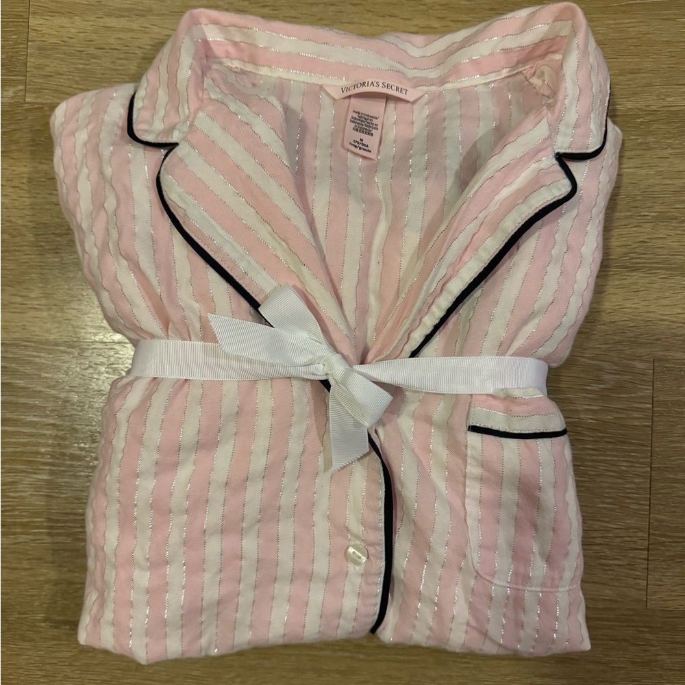 Victoria's Secret Pink and White Striped Pajama Set